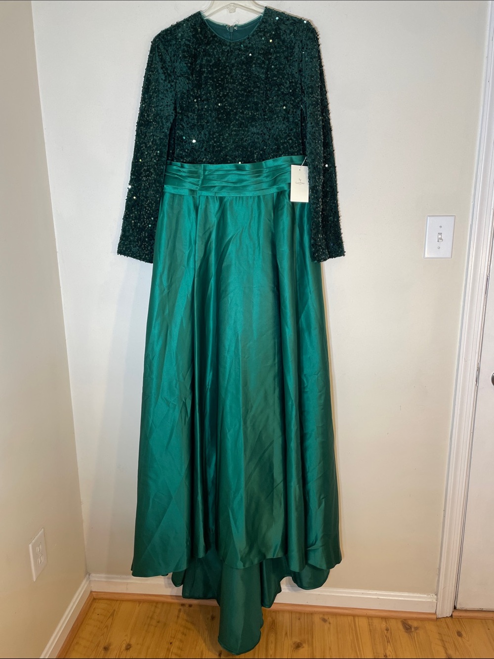 TS Couture Two-Tone Evening Gown with Sequin Bodice. XL (Measurements Based) NWT